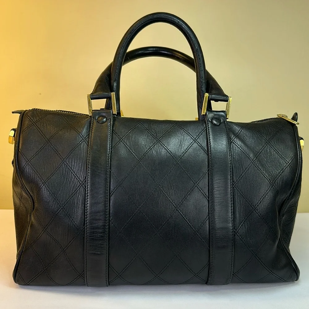 CHANEL Boston Bag Diamond Stitch Calfskin  Made in Italy, Chanel Dustbag, COA - Picture 2 of 15